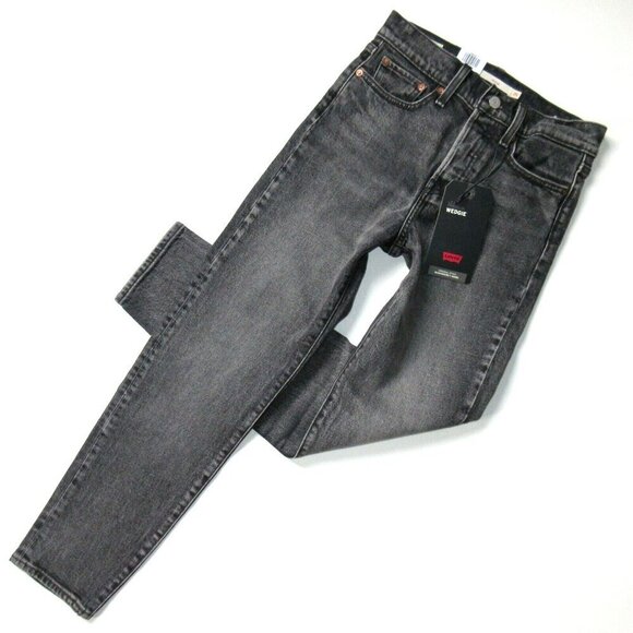 NWT Levi's Wedgie in Better Weatherhead Black Gray High Rise Tapered Jeans 25 - Picture 1 of 7